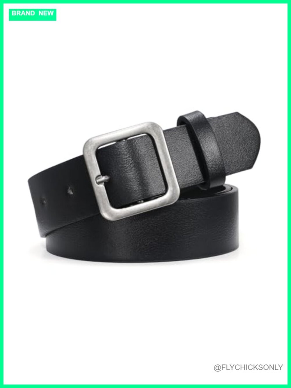 Faux Leather Women's Belt with Silver/Gold Buckle, 1.3" Width, 10 Holes